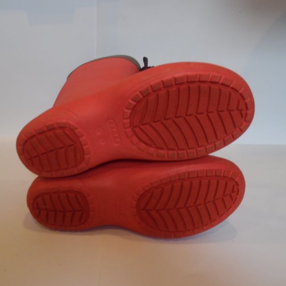 Crocs Womens Freesail Coral Red Lightweight Waterproof Lace Rain Boot Shoes - Picture 9 of 10